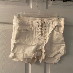 Pacsun High Rise super stretch shortie white lace up size 27